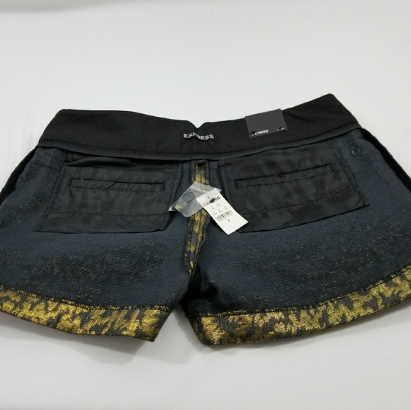 Express black and gold metallic cuffed shorts - Picture 6 of 7